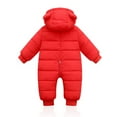 thumbnail image 3 of BULLPIANO 3-12 Months Baby Boys Girls Winter Snowsuit Toddler Warm Fleece Lining Hooded Romper Infant Zipper Winter Coat Jumpsuit, 3 of 4