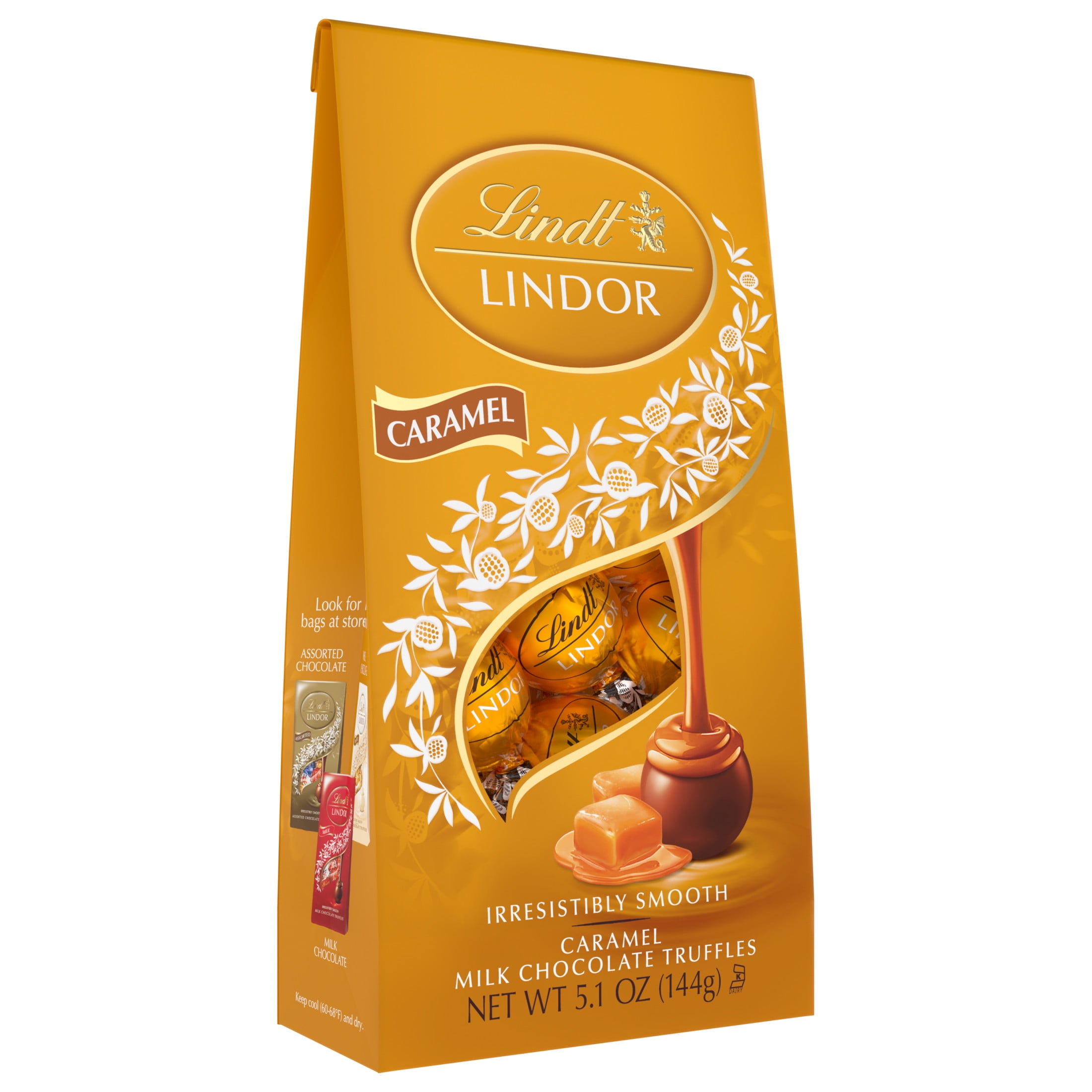Lindt Caramel Milk Chocolate Truffles 5.1 oz Bag with Smooth