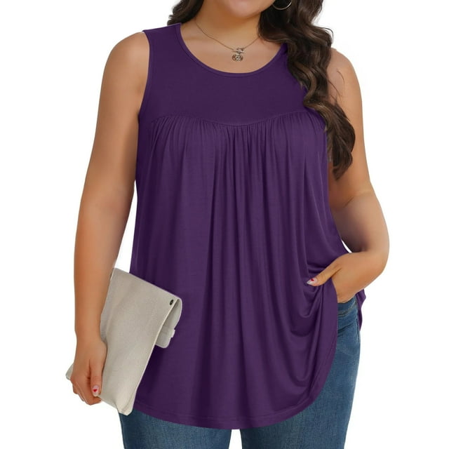 Karight Camisoles Grande Taille pour Femmes Sans Manches à Col Rond d'Été Décontractées Amples