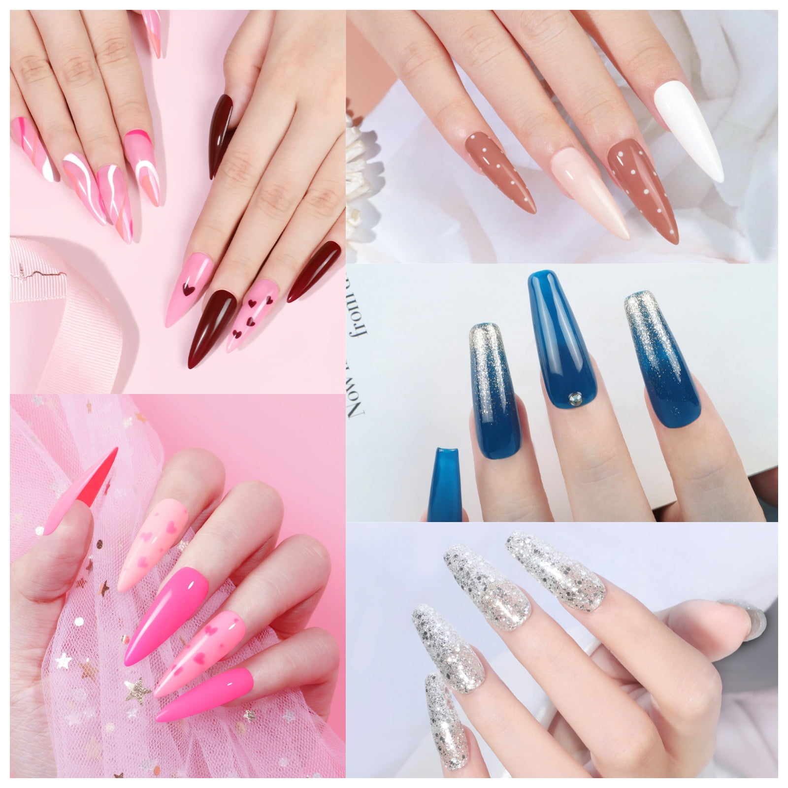 Coscelia 40PC Gel Nail Polish Set Pink Nude Red Multi Type Top Base Coat Kit Glitter 35 Colors Gel Polish Set Nail Art DIY at Home Gift for Women