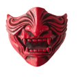 thumbnail image 2 of Máscara de samurái roja de Hannya Demon de látex para cosplay de Halloween, 2 of 5
