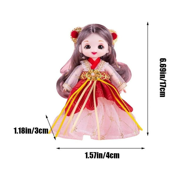 Traditional Chinese Hanfu Doll, 17cm Decorative Figurine with Silk