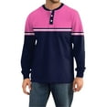 thumbnail image 4 of Hearthz Mens Henley Shirts Long Sleeve Fall 3-Button Color Block Big and Tall Shirts for Men Crew Neck Jersey Baseball Tee Shirt, 4 of 7