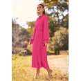 thumbnail image 4 of Vestido PRETTYGARDEN 2025 Midi con Escote en V y Mangas Largas Rosa Rosado XXL, 4 of 8