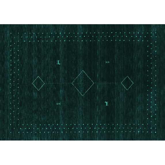 Ahgly Company Machine Washable Indoor Rectangle Abstract Turquoise Blue Contemporary Area Rugs, 2' x 4'