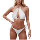 thumbnail image 1 of Conjunto de Bikini de Cintura Alta para Mujeres Color Sólido Sexy Colgantes Ajustables Bikini, Diseño de Corte Alto sin Espalda para Piscina, Playa Y Vacaciones, 1 of 4