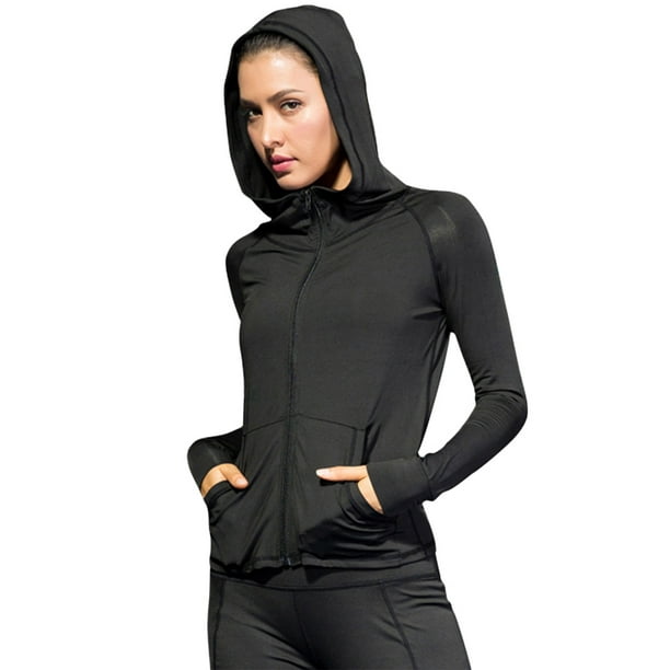 Women Full-zip Hooded Jackets Sport Hoodie Raglan Long Sleeves Pockets  Workout Running Exercise Gym Track Sweatshirt Casual Tops Activewear