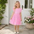 thumbnail image 4 of IPIO Pink Butterfly Dress for Girls, Shimmer Tulle A-Line Outfit with Flutter Sleeves for Birthday Wedding Party, 4 of 6