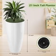thumbnail image 4 of Bibana 2 Packs 21 inch Tall Planter, Indoor Outdoor Round Planter for Porch, Large Plant Pot with Drainage Hole for Home Garden Front Door, Modern Decorative Pots for Plants (White), 4 of 6