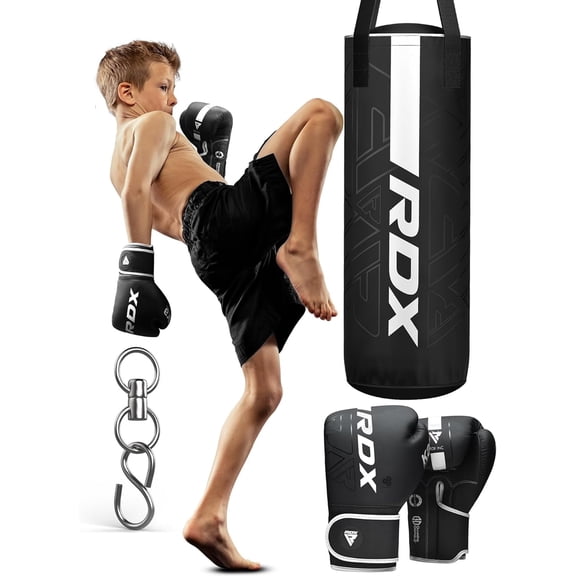 RDX Kids Punching Bag with Boxing Gloves - 2ft Heavy Filled Leather Bag for Boxing, Kickboxing, MMA, Muay Thai & Karate Training