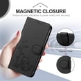 thumbnail image 4 of Wallet Leather Case For Motorola Moto G Play 2026 6.7",with Card Holder,wristband, Shockproof Kickstand Embossed Little Cat Watering Tree Phone Case,Black,For Moto G Play 2026, 4 of 8