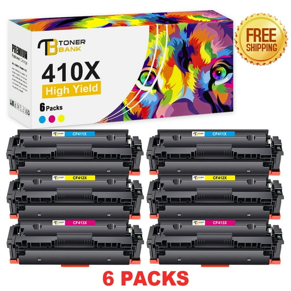 410A Toner Cartridges Compatible for HP 410A 410X CF410A CF410X M477fnw Color Laserjet Pro MFP M477fdn M452dn M477fdw M452nw M452dw M377dw M477 M452 Printer Ink (6 Pack)