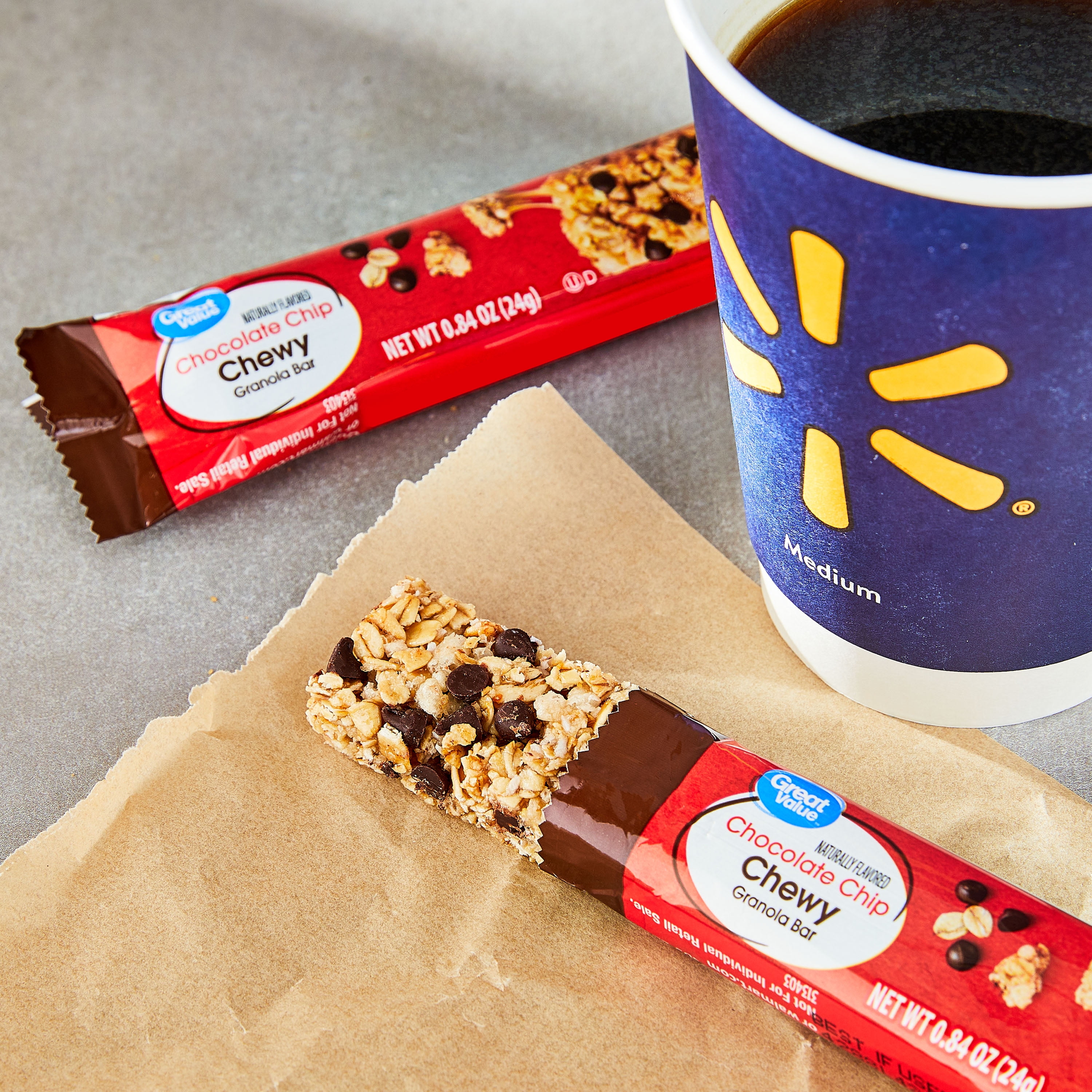 (4 pack) Great Value Chocolate Chip Chewy Granola Bars, 0.84 oz, 10 Count