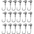 thumbnail image 1 of Round Head Jig Hooks, 20pcs Ball Head Fishing Hooks Unpainted Jig Heads for Bass Trout Crappie Fishing Jigs Saltwater Freshwater, 1 of 7