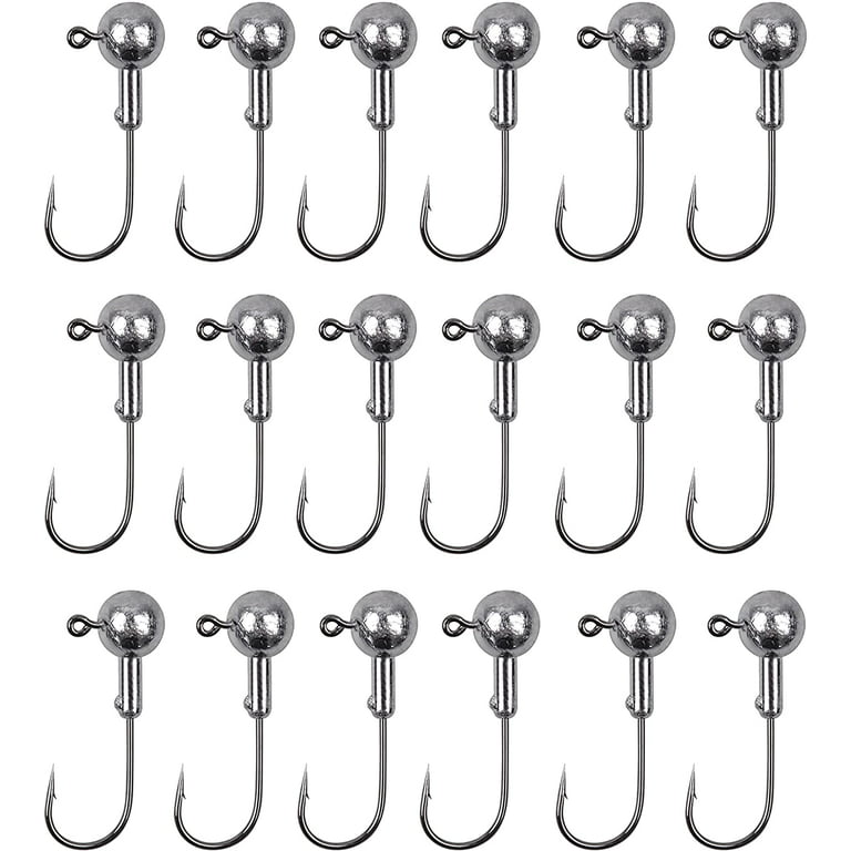 Round Head Jig Hooks-20pcs Ball Head Fishing Hooks Unpainted Jig Heads for  Bass Trout Crappie Fishing Jigs Saltwater Freshwater