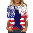 thumbnail image 2 of TARIENDY 3/4 Length Sleeve Womens Shirts Independence Day Plus Size Tunic Blouses Crewneck USA Flag Graphic T Shirt Loose Fit Spring Summer Outfits Blue*2 XXXL, 2 of 5