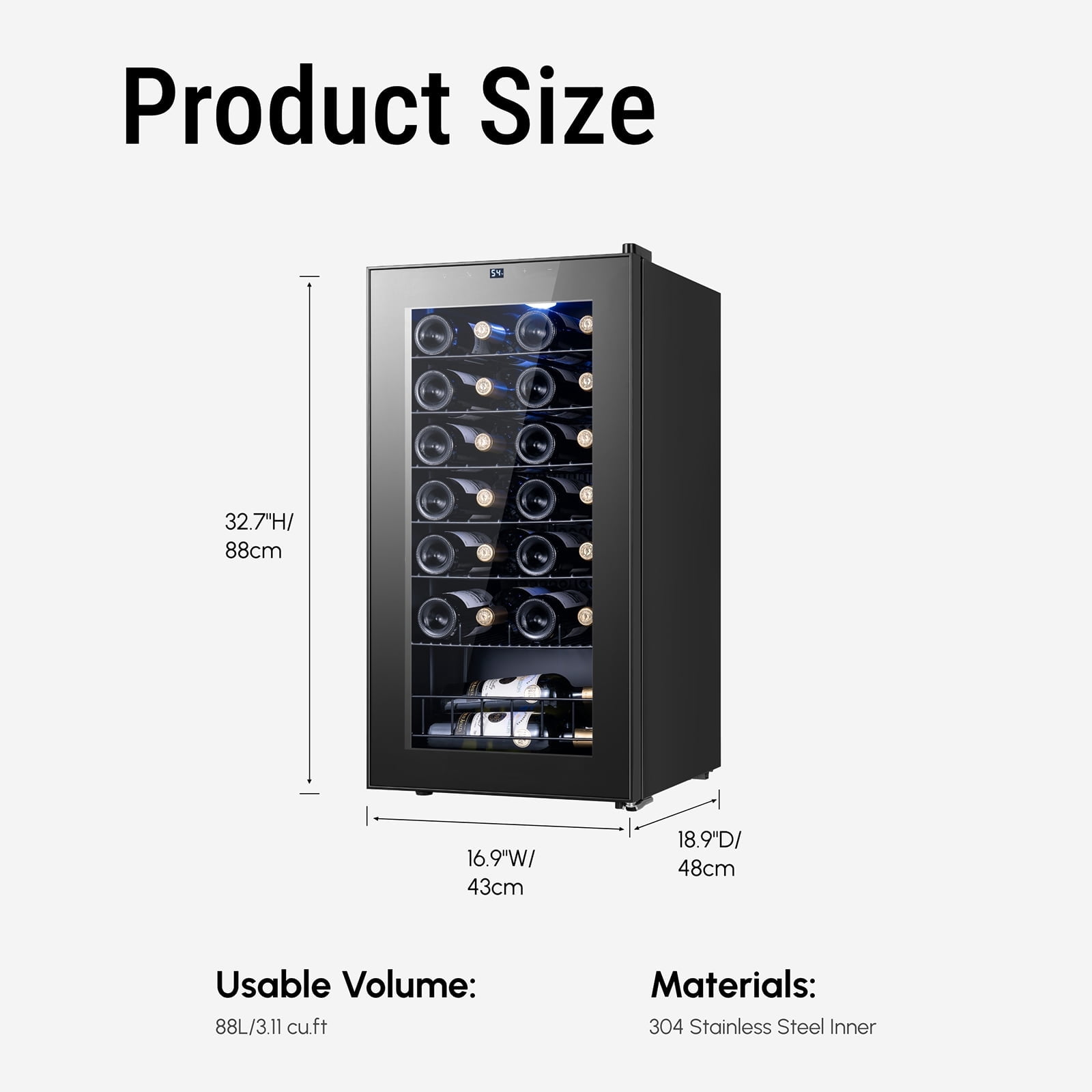 Yeego 3.1 cu.ft. Wine Cooler Refrigerator, 28 Bottle Mini Fridge with Double Glass Door for Office & Home, Black