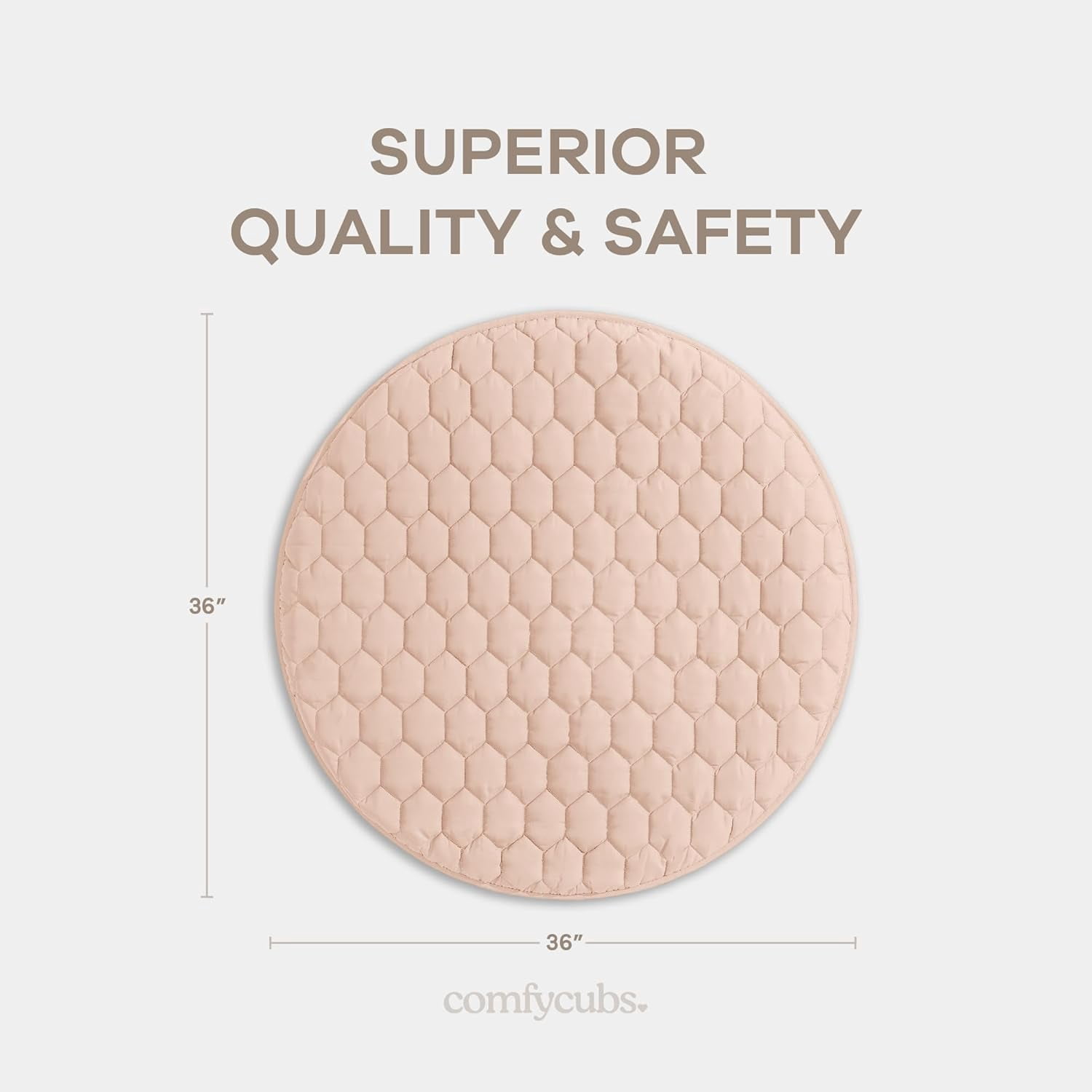 Comfy Cubs Premium Play Mat, Round (Small) 36" - Kids & Toddler Play Mat, Non-Slip Bottom - Blush
