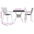 thumbnail image 4 of vidaXL 3 Piece Bistro Set White Cast Aluminium, 4 of 5