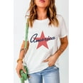thumbnail image 4 of Women's White America Star Shape Print O Neck Loose Fit T-Shirt - [ZhiHiMeRi] | (US 18-20)2XL, 4 of 8