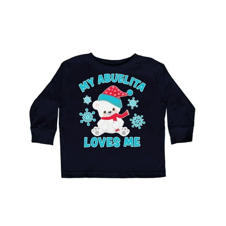

Inktastic Polar Bear My Abuelita Loves Me in Santa Hat with Snowflakes Gift Toddler Boy or Toddler Girl Long Sleeve T-Shirt