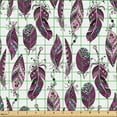 thumbnail image 2 of Ambesonne Hippie Fabric by the Yard Upholstery, Feathers with Geometric Form, 10 Yards, Pale Pink Plum, 2 of 5