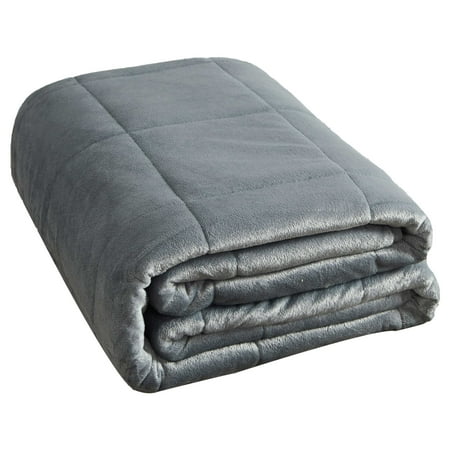 Sutton Home Fashions Faux Mink 15 lb Weighted Blanket 48 x72 Silver Gray Adult