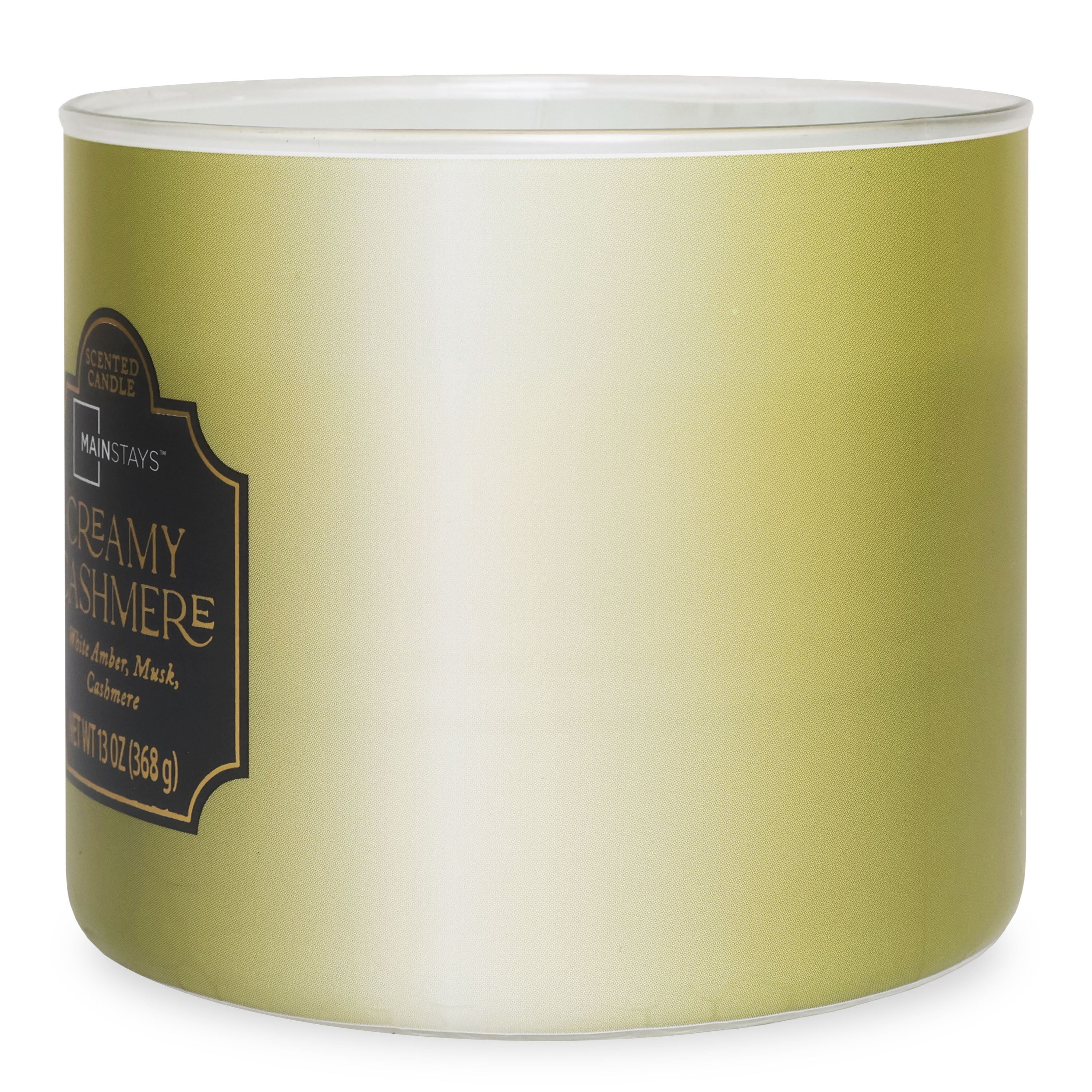 Mainstays 3-Wick Glass Jar Candle with Decorative Wrap, Creamy Cashmere, 13 oz