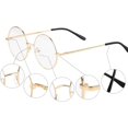 thumbnail image 4 of ORUYROP Vintage Round Prescription ready Metal Eyeglass Frame Clear Lens, 4 of 5