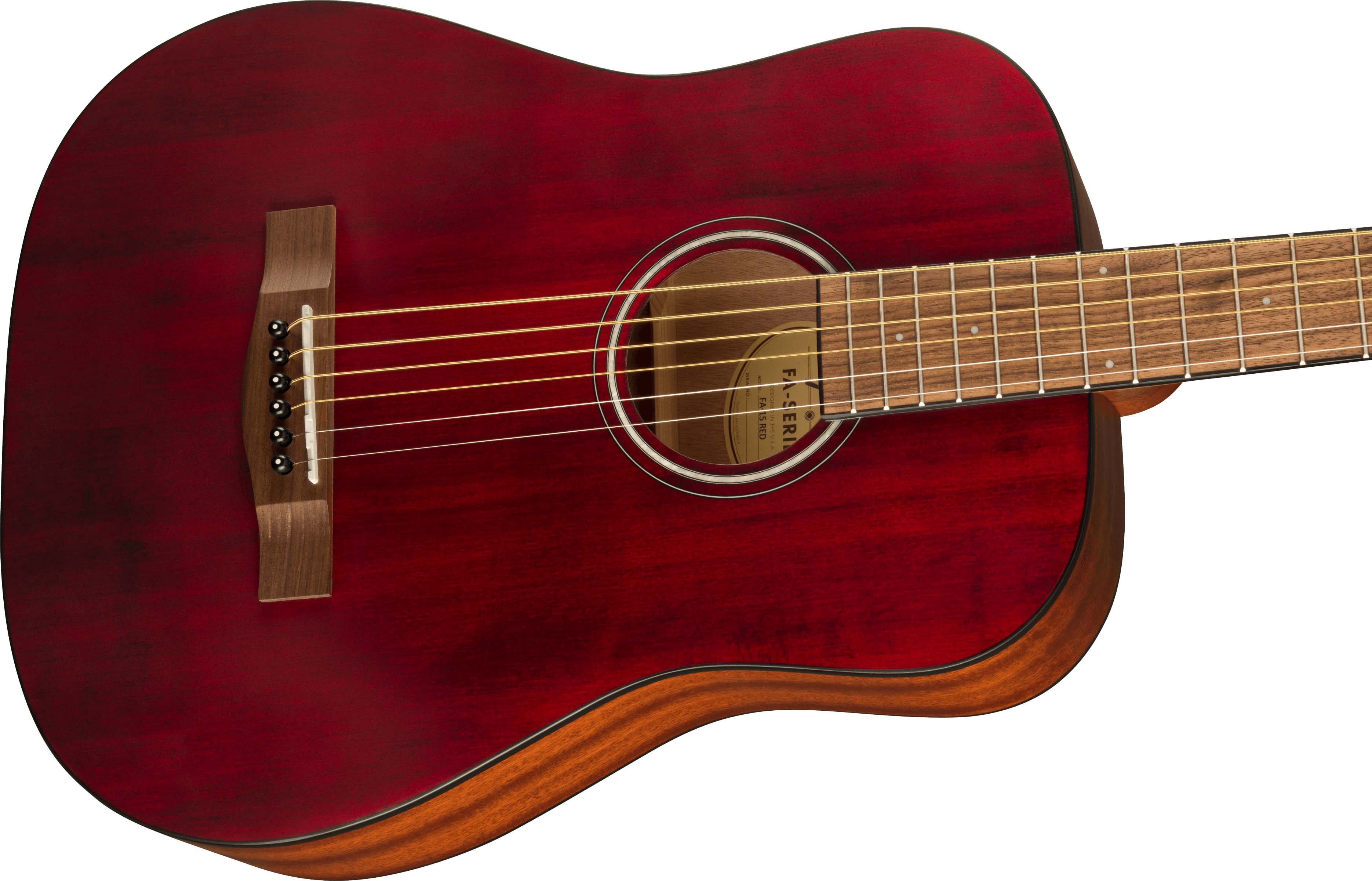 Fender FA-15 3/4-Scale Kids Steel String Acoustic Guitar - Red w/ Gig Bag