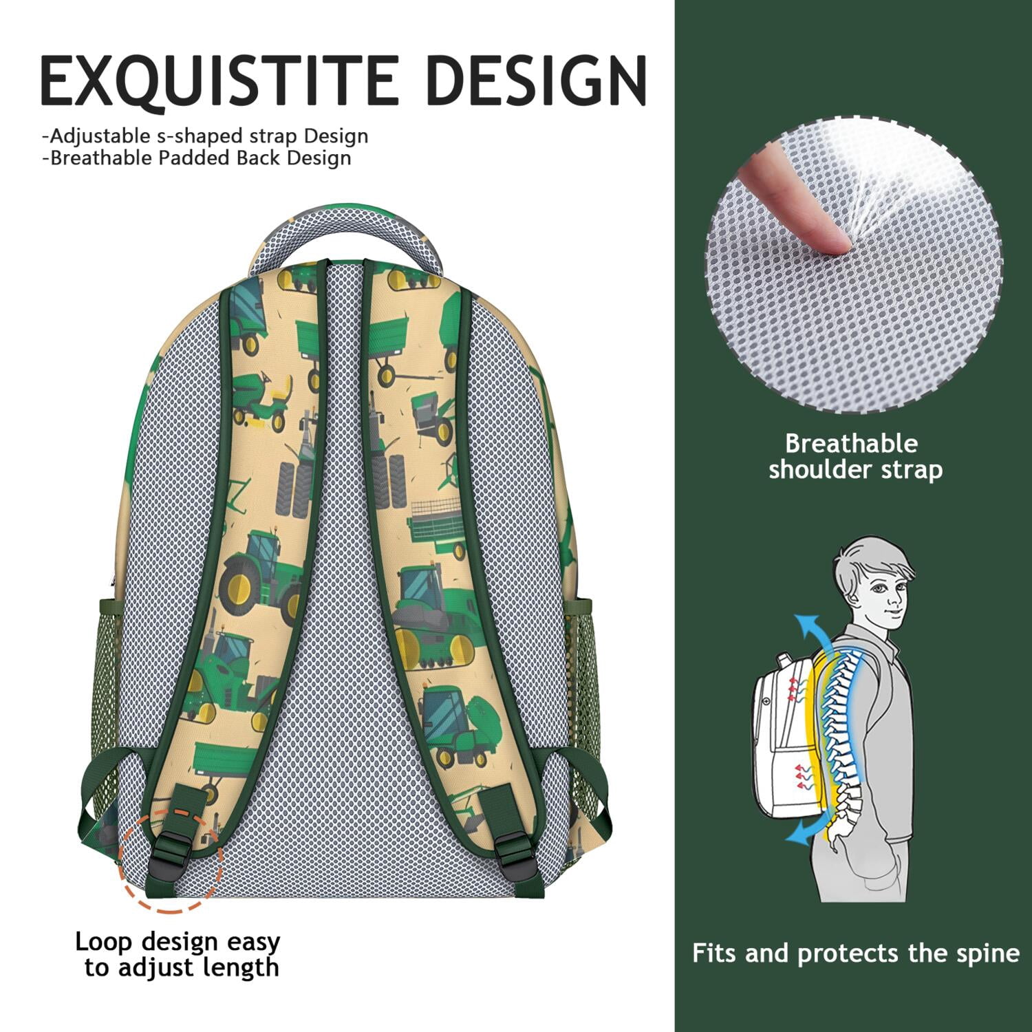 Truck Themed Waterproof School Backpack - Lightweight & Durable with Spinal Support, Stylish Bookbag for Teenagers