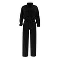 thumbnail image 5 of WIZUTIZ Womens Suit Women's Fashion Suit 2 Piece Set Zipper Drawstring Solid Long Sleeve Casual Loose Pants, 5 of 7