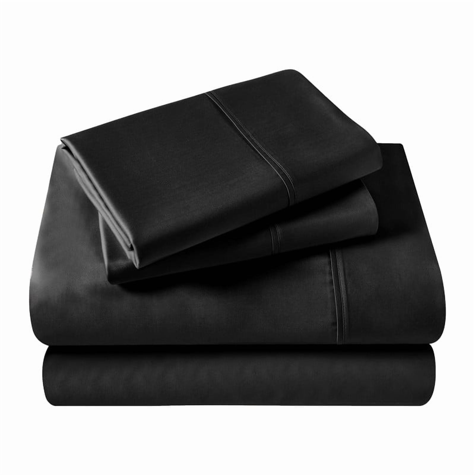 Superior Egyptian Cotton 400 TC Deep Pocket Sheet Set, Full, Black