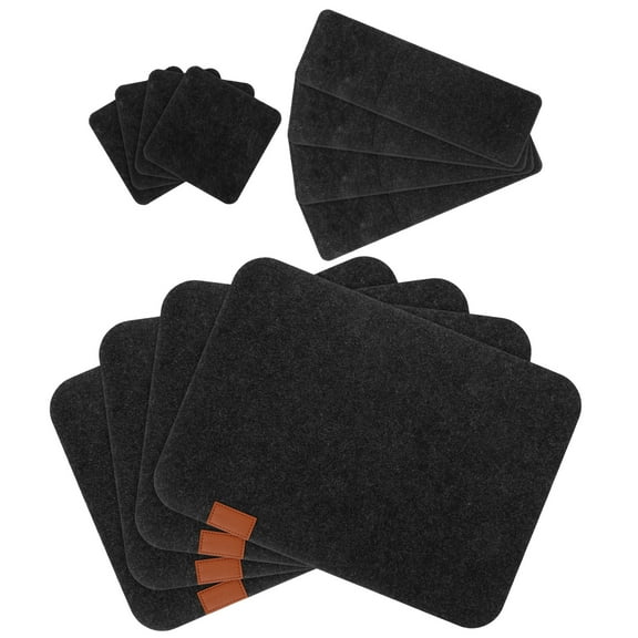 Fovewise 4 Sets Wipeable Felt Placemats Cup Coasters and Cutlery Bags Heat Resistant and Non-Slip Placemats for Home Dining Banquets
