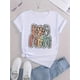 thumbnail image 2 of Dog Mom Paw Print Graphic T-Shirt for Women, Casual Crew Neck Short Sleeve Top, Polyester Blend Knit Fabric, Medium Stretch, All Season Wear - Comfortable Fashion Tee with Alphabet Pattern, 2 of 6