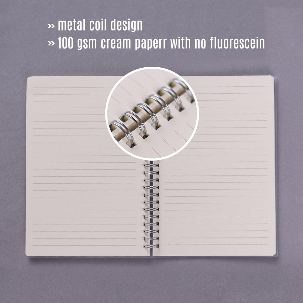 A5 Coil Notebook Spiral Notebooks with Elastic Band 8mm Lined Pages