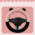 thumbnail image 2 of Car Steering Wheel Cover 38 cm Fits Most Vehicles Fluffy Plush Cute Panda Ears Steering Wheel Cover for Women, Pink, 2 of 7
