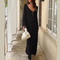 thumbnail image 2 of JIAYUE Women's Swimsuit Cover-Ups Autumn Winter Beach Solid Color V Neck Long Sleeve Sexy Open Back Knitted Hollow Out Ankle Length Swimwear Cover Up Dresses, 2 of 5