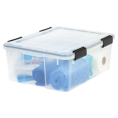 IRIS USA 30.6qt WEATHERPRO Airtight Plastic Storage Bin with Lid and Seal and Secure Latching Buckles