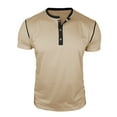 thumbnail image 4 of Handshe Men's Short Sleeve Henley Shirt, Solid and Color Block Design for Everyday Wear, 4 of 6