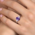 thumbnail image 4 of Gem Stone King 925 Sterling Silver Purple Amethyst and White Created Sapphire Engagement Ring for Women | 2.10 Cttw | Oval 9X7MM | Gemstone February Birthstone | Size 7, 4 of 6