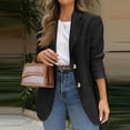 thumbnail image 2 of Women’s Casual Long Sleeve Notched Lapel Blazer Lightweight Single Breasted Work Office Jacket for Daily Wear Black L, 2 of 5