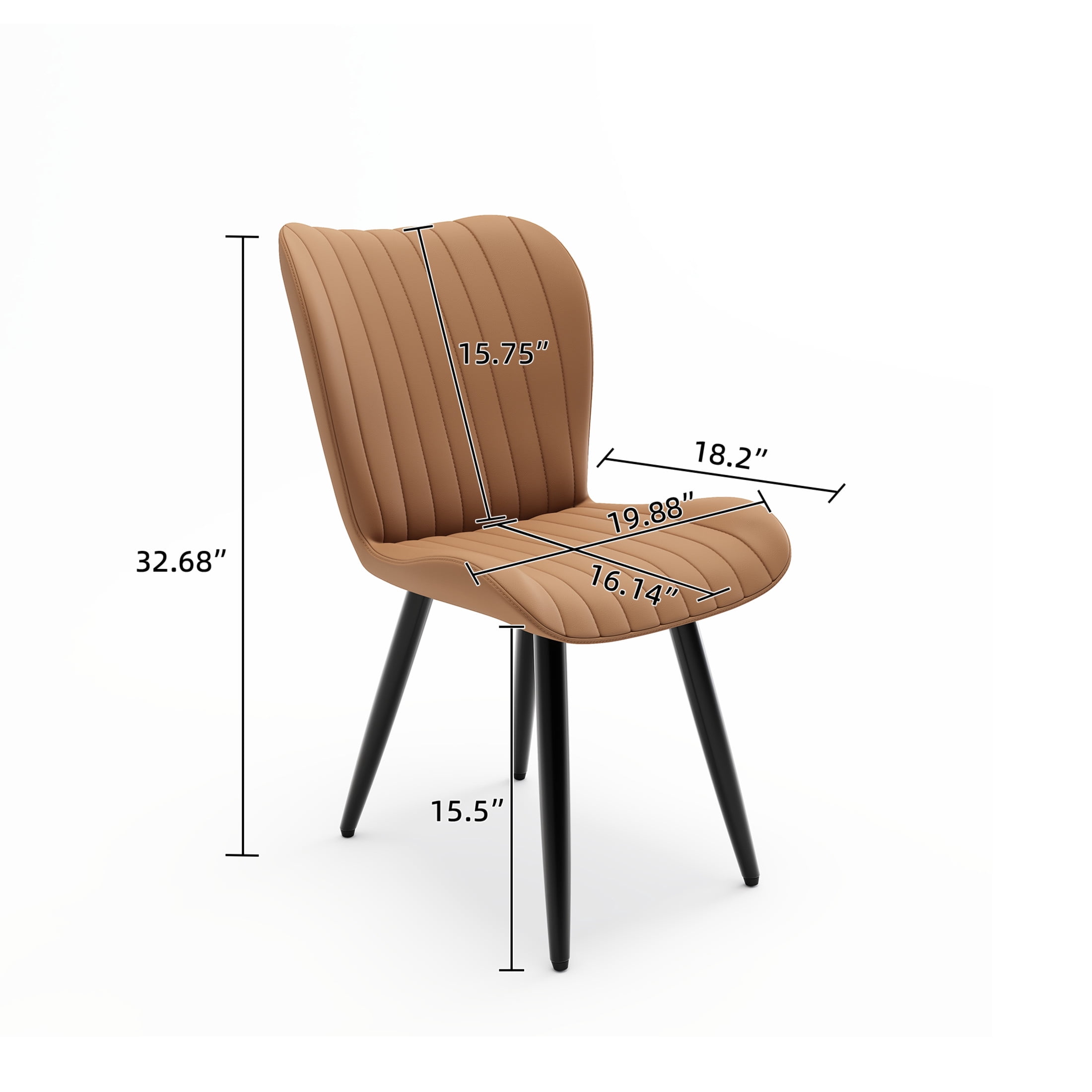 Noble House Modern PU Leather Dining Chairs with Metal Legs, Armless Padded Side Chairs, Kitchen, Brown, Set of 4