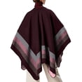 thumbnail image 4 of WTXUE Poncho Shawl Boho Cardigans Travel Plaid Shawl Open Front Cape Warm Oversized Sweaters Casual Cardigan Shawls Fall Winter Blanket Shawl Wraps Knitted Poncho Color Block Sweater Coffee One Size, 4 of 9