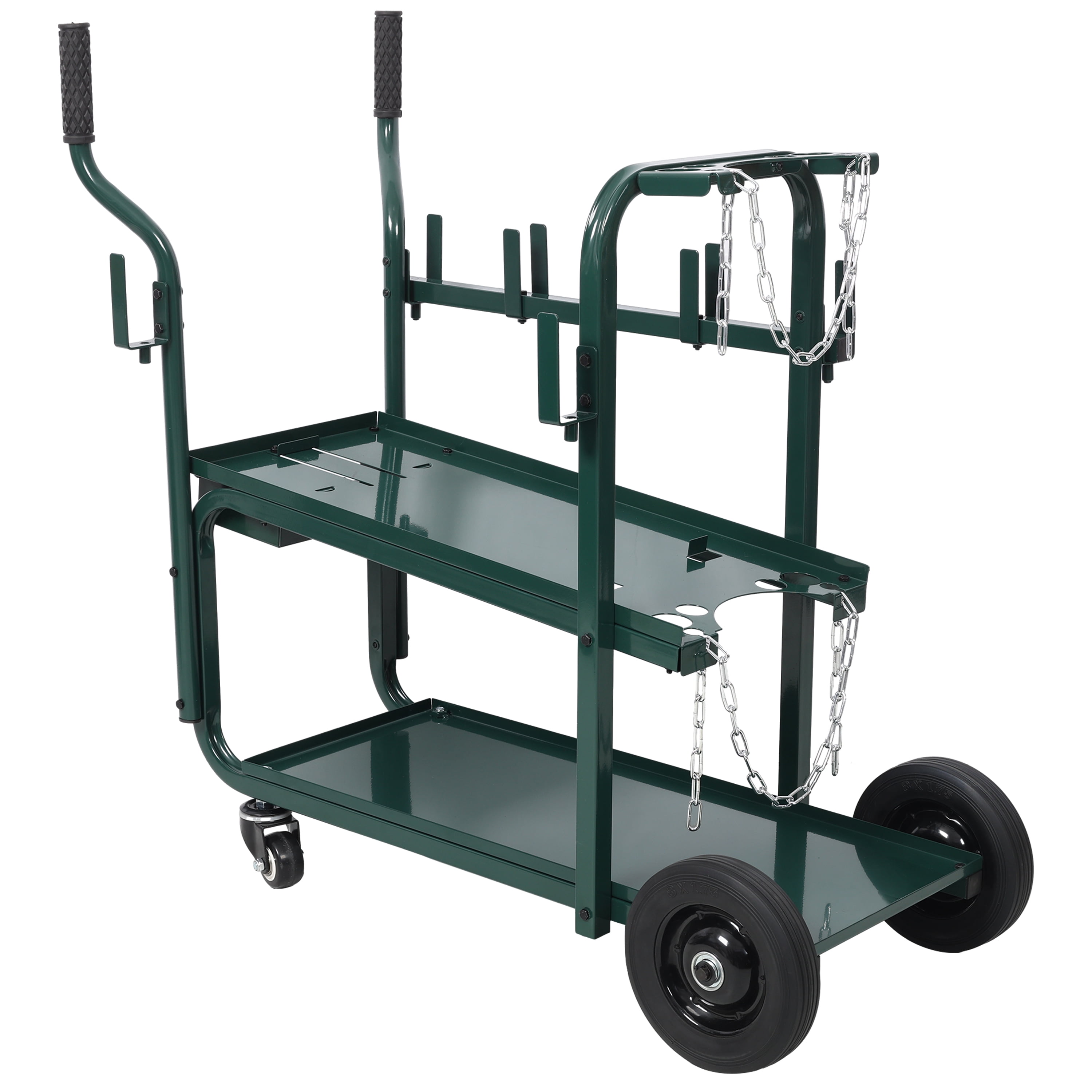 Heavy Duty 2-Tier Rolling Welding Cart Portable Welder Storage Trolley with Wheels for MIG TIG ARC Welder Plasma Cutter and Welding Accessories, Green