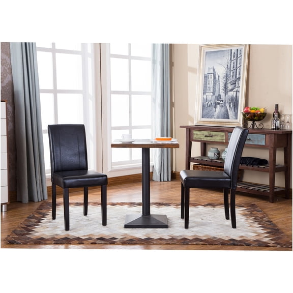 JERFIT Modern Faux Leather Upholstered Dining Chairs, Solid Wood Frame, Set of 2, Black