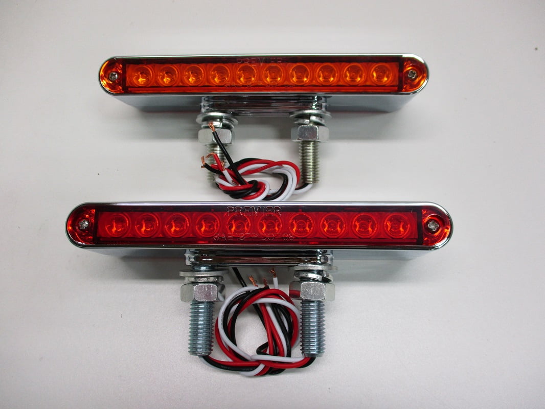 Pair of 6.5"L Red / Amber LED Combo Double Face Truck Semi Trailer
