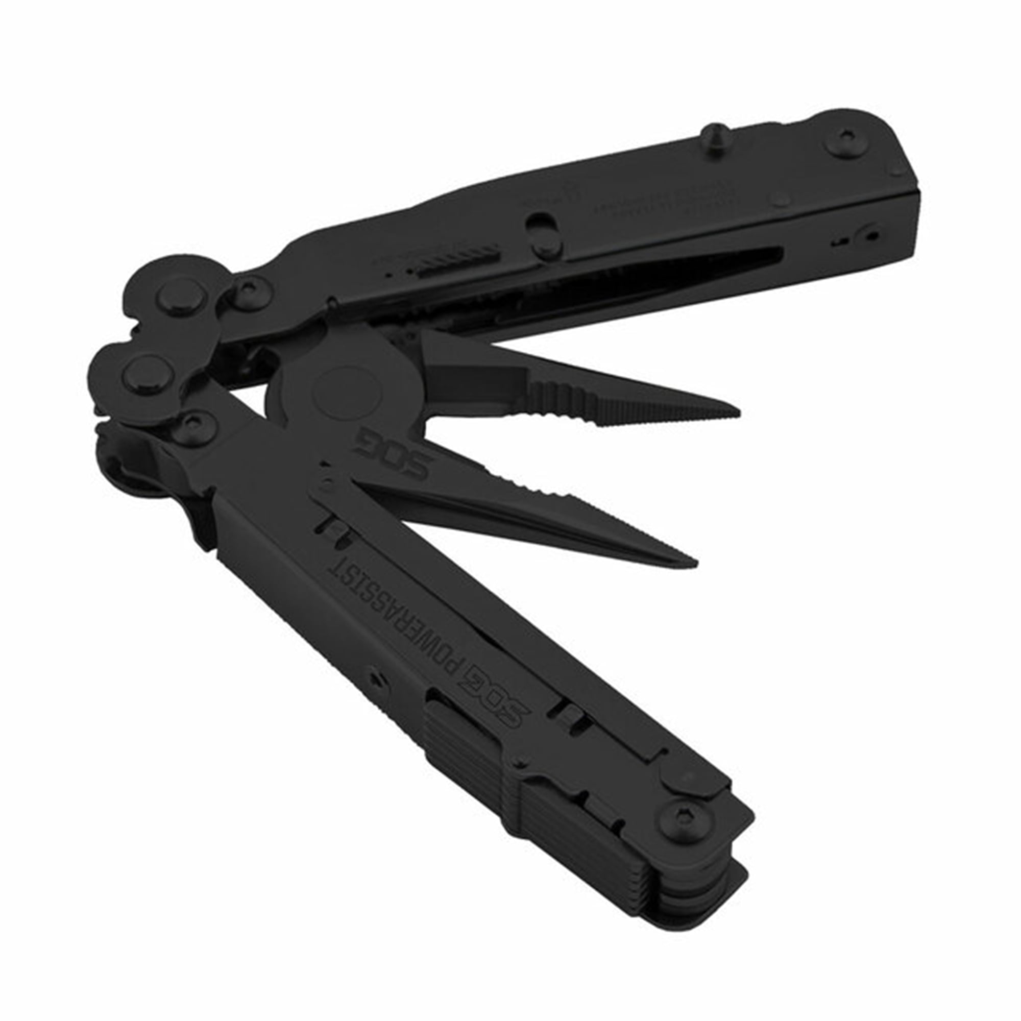SOG PowerAssist Stainless Steel Folding Knife 16 Tool Multi Tool, Black