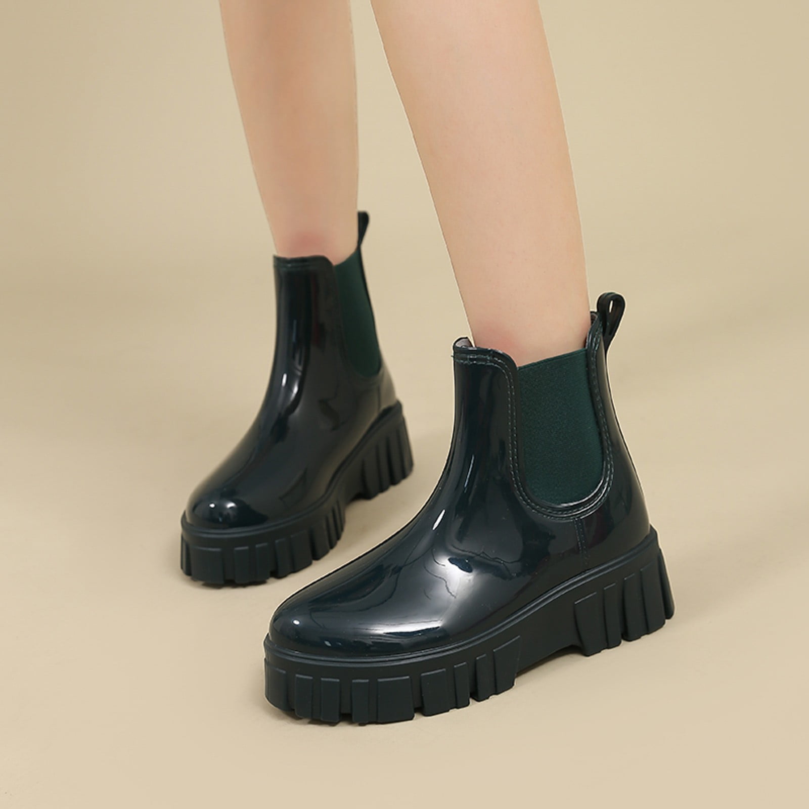 Rain Boots for Women Waterproof Rubber Chelsea Garden Rainboots Platform Gardening Shoes for Yard Farm