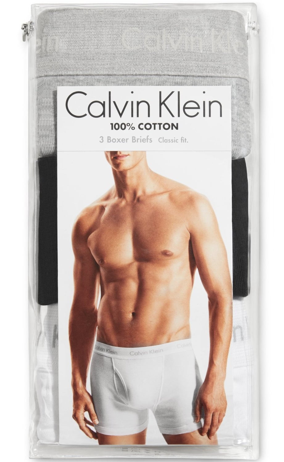 Calvin Klein Men's Cotton Classics Boxer Briefs – 3 Pack, Medium, Blue